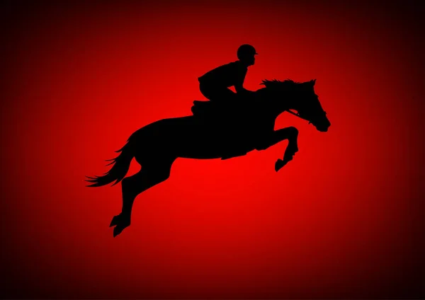 Grafik Design Silhouette Pferd Springen Mit Rotem Farbverlauf Hintergrund Vektor — Stockvektor