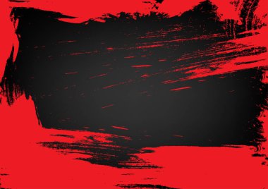 Siyah arkaplan vektör illüstrasyonunda soyut kırmızı grunge fırça darbesi çerçeve resmi 