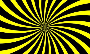 Sarı ve siyah yıldız patlaması, Radyal, yayılan çizgiler güneş patlaması deseni, vektör illüstrasyonu