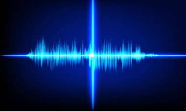Soyut Ses Dalgası Mavi Dijital Frekans Dalga Boyu Grafik Tasarımı Vektör İllüstrasyonu 