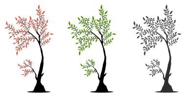 Bir ağaç kümesinin vektör illüstrasyonu