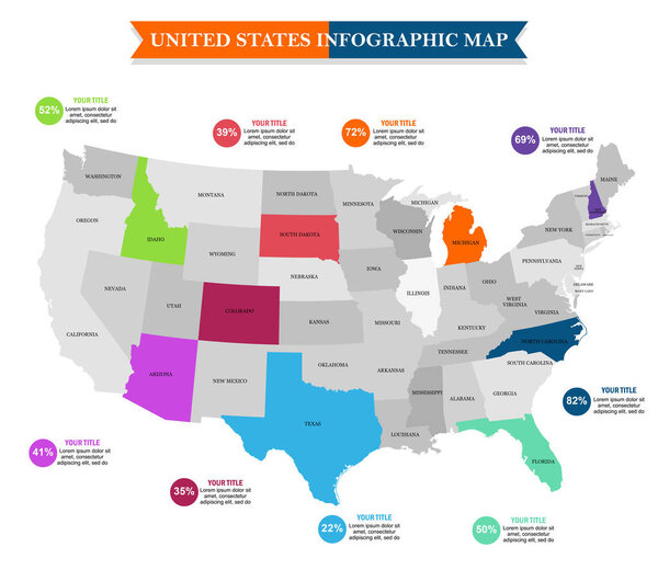 Инфографическая карта Соединенных Штатов Америки