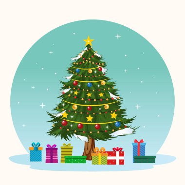 Free vector Christmas tree illustration with gift boxes