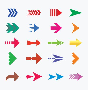 Free vector colorful arrows flat icon set. 