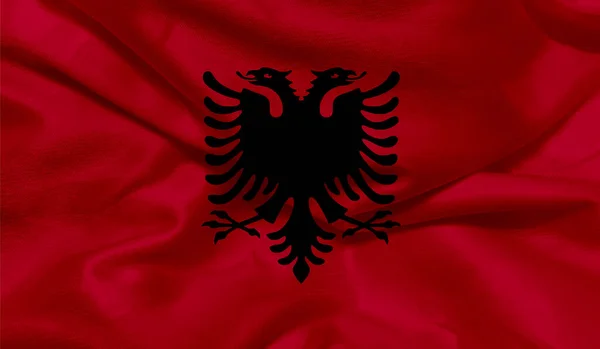Ρεαλιστική Φωτογραφία Της Αλβανικής Σημαίας — Φωτογραφία Αρχείου