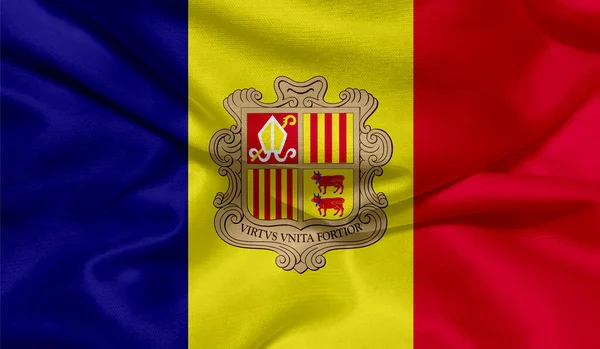 Realistische Foto Van Vlag Van Andorra — Stockfoto