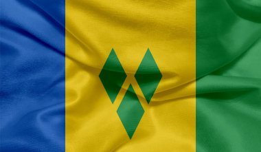 Saint Vincent ve Grenadines bayrağının kumaş desenli fotoğrafı