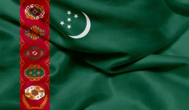 Kumaş desenli Türkmenistan bayrağı fotoğrafı