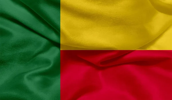 Foto Bandera Benin Con Textura Tela — Foto de Stock