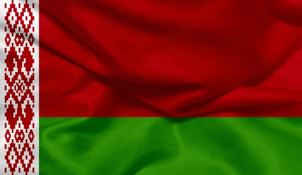 Фото Флага Беларуси Текстурой Ткани — стоковое фото