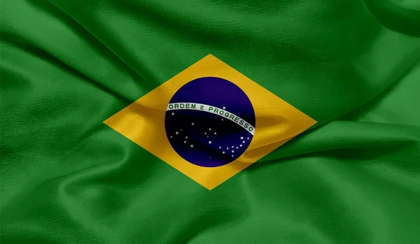 Фото Флага Бразилии Текстурой Ткани — стоковое фото