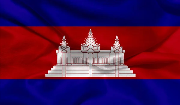 Foto Bandera Camboya Con Textura Tela — Foto de Stock
