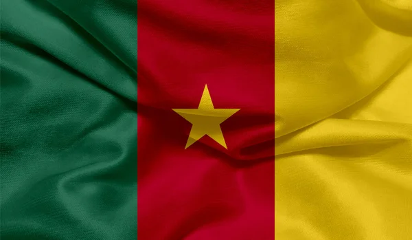 Photo Cameroon Flag Fabric Texture — Stock Photo, Image