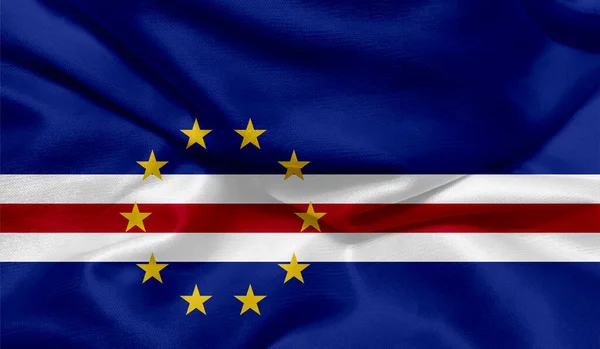 Foto Bandeira Cabo Verde Com Textura Tecido — Fotografia de Stock