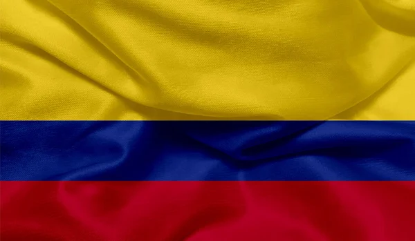 Bild Colombia Flagga Med Tyg Struktur — Stockfoto