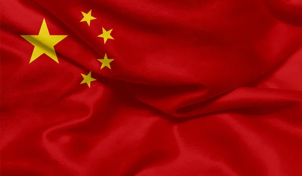 Bild Kina Flagga Med Tyg Struktur — Stockfoto