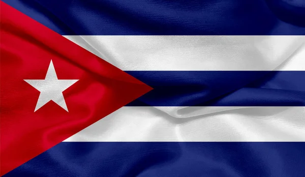 Foto Cuba Bandeira Com Textura Tecido — Fotografia de Stock