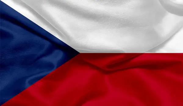 Bild Tjeckien Flagga Med Tyg Struktur — Stockfoto