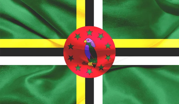 生地の質感を持つドミニカの旗の写真 — ストック写真