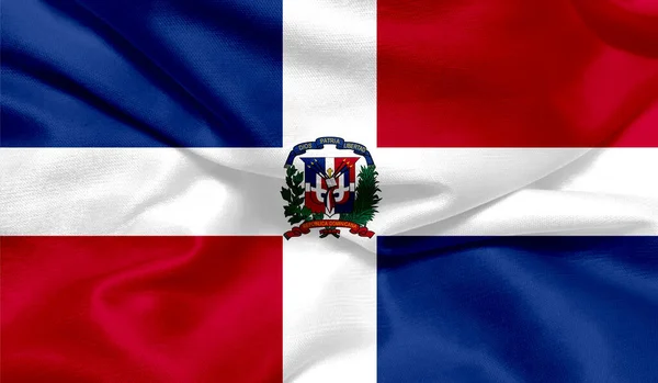 Foto Della Bandiera Della Repubblica Dominicana Con Trama Tessuto — Foto Stock