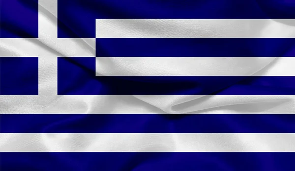 Photo Greece Flag Fabric Texture — Stock Photo, Image