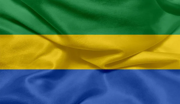 Photo Gabon Flag Fabric Texture — Stock Photo, Image