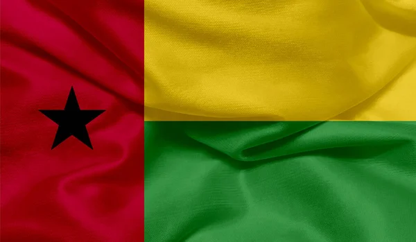 Fénykép Guinea Bissau Zászló Szövet Textúra — Stock Fotó