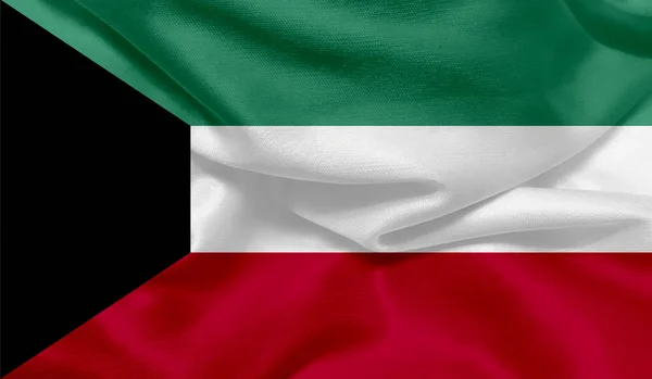 Photo Kuwait Flag Fabric Texture — Stock Photo, Image