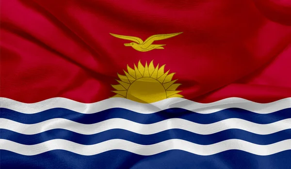 Foto Bandeira Kiribati Com Textura Tecido — Fotografia de Stock