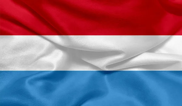 Foto Bandeira Luxemburgo Com Textura Tecido — Fotografia de Stock