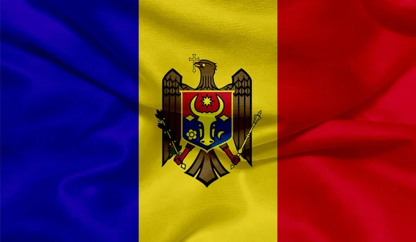 Foto Bandeira Moldávia Com Textura Tecido — Fotografia de Stock