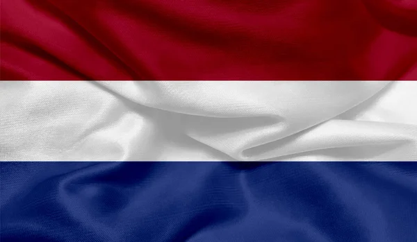 Фото Флага Нидерландов Текстурой Ткани — стоковое фото