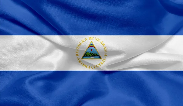 Фото Флага Никарагуа Текстурой Ткани — стоковое фото