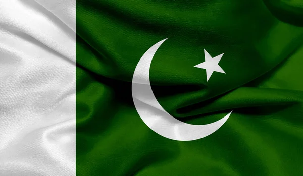 Zdjęcie Flagi Pakistanu Teksturami Tkanin — Zdjęcie stockowe