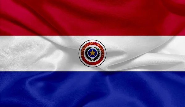 Foto Bandeira Paraguai Com Textura Tecido — Fotografia de Stock