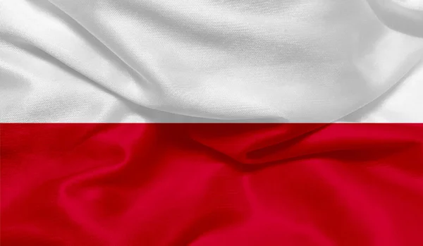 Φωτογραφία Από Την Πολωνία Σημαία Υφασμάτινη Υφή — Φωτογραφία Αρχείου