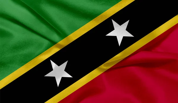 Zdjęcie Saint Kitts Flagi Nevis Teksturą Tkaniny — Zdjęcie stockowe