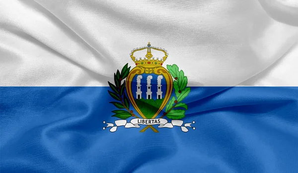 Foto Bandeira San Marino Com Textura Tecido — Fotografia de Stock