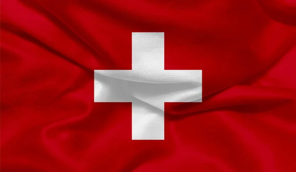 Foto Bandeira Suíça Com Textura Tecido — Fotografia de Stock