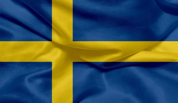Photo Sweden Flag Fabric Texture — стокове фото