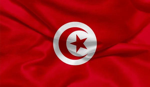 Bild Tunisien Flagga Med Tyg Struktur — Stockfoto