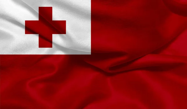 Foto Bandera Tonga Con Textura Tela — Foto de Stock