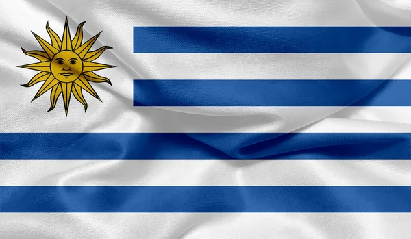Фото Уругвайского Флага Текстурой Ткани — стоковое фото
