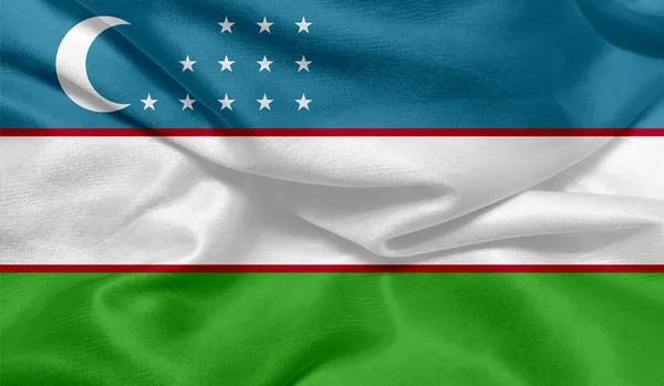 Φωτογραφία Από Ουζμπεκιστάν Σημαία Υφασμάτινη Υφή — Φωτογραφία Αρχείου