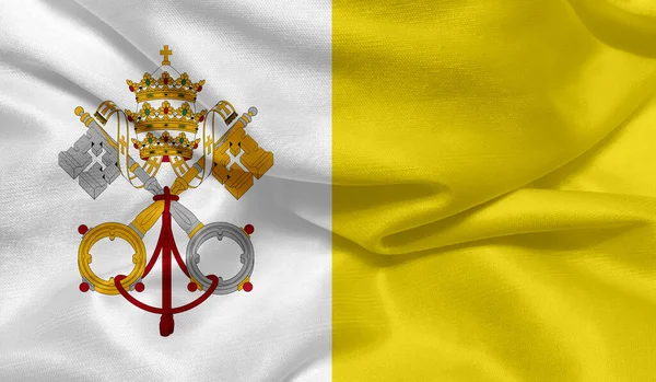 Bild Vatikanstaten Flagga Med Tyg Struktur — Stockfoto