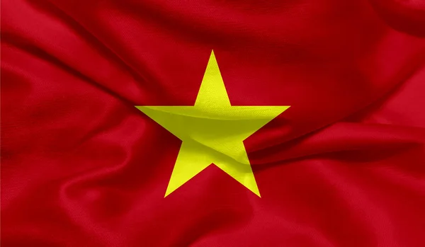 带有面料纹理的越南国旗照片 — 图库照片