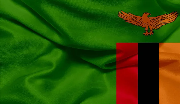 Φωτογραφία Από Zambia Σημαία Υφασμάτινη Υφή — Φωτογραφία Αρχείου