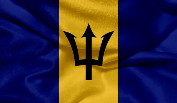 Foto Bandeira Barbados Com Textura Tecido — Fotografia de Stock