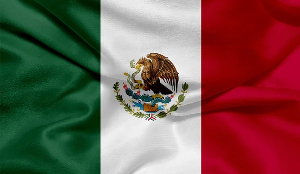 Foto Bandeira México Com Textura Tecido — Fotografia de Stock
