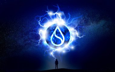 Renkli arkaplanda sui kripto para; renk sanatı